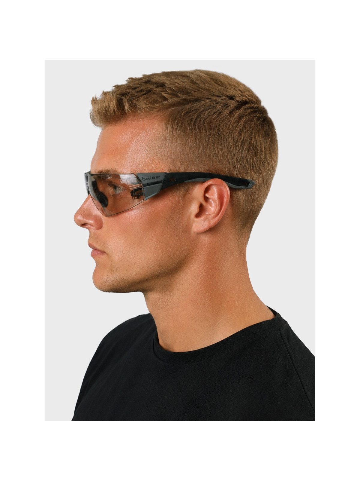 BOLLE Okulary Ochronne BHP RUSH+ 2.0 Copper strzeleckie przydymione szkła czarno-szare