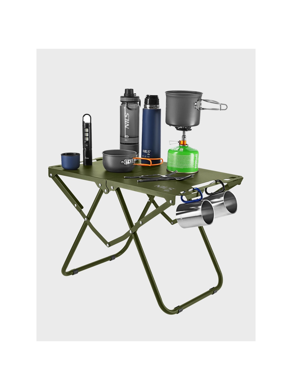 NILS CAMP Stół turystyczny składany NC3310 stalowy zielony
