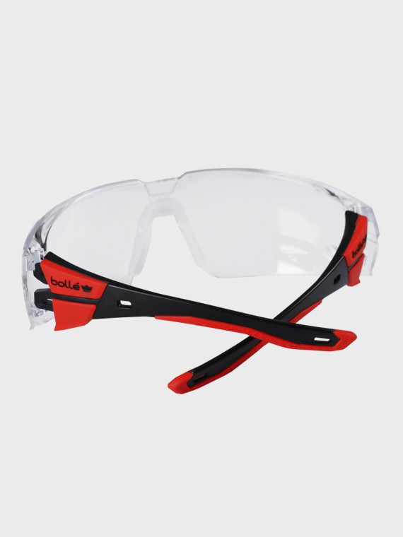 BOLLE Okulary Ochronne BHP RUSH+ 2.0 przezroczyste szkła Czarno-Czerwone 