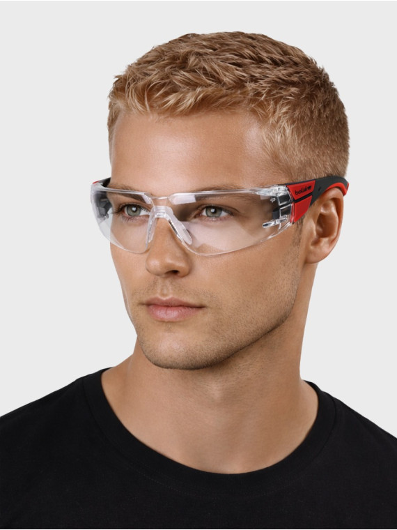 BOLLE Okulary Ochronne BHP RUSH+ 2.0 przezroczyste szkła Czarno-Czerwone 