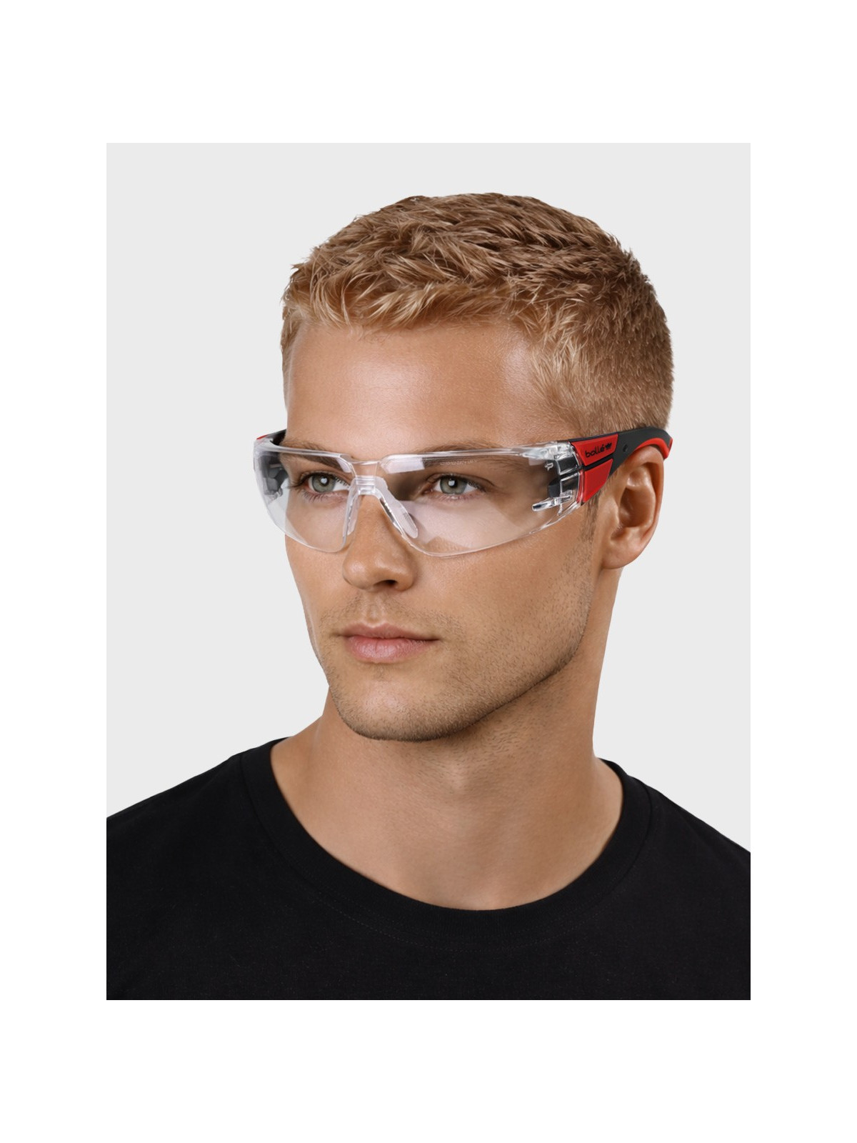 BOLLE Okulary Ochronne BHP RUSH+ 2.0 przezroczyste szkła Czarno-Czerwone 