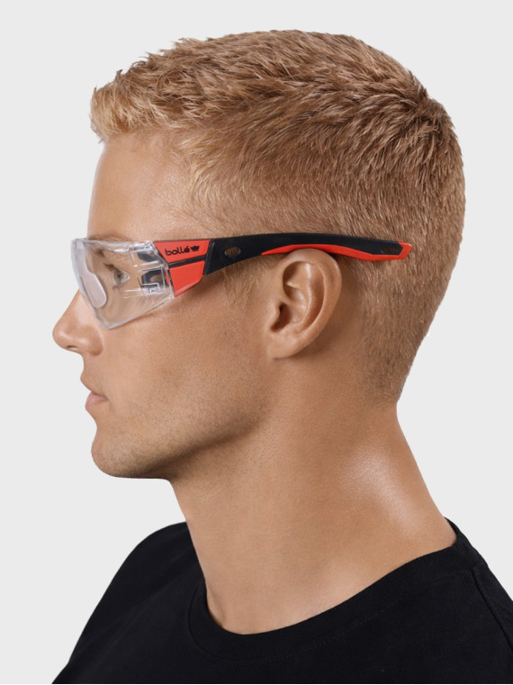 BOLLE Okulary Ochronne BHP RUSH+ 2.0 przezroczyste szkła Czarno-Czerwone 