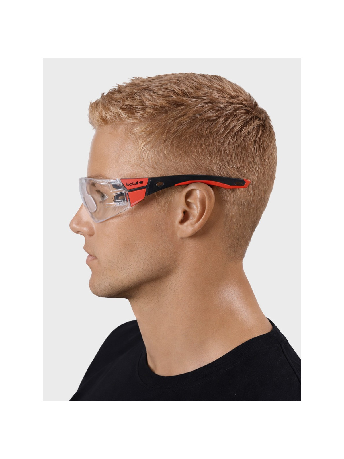 BOLLE Okulary Ochronne BHP RUSH+ 2.0 przezroczyste szkła Czarno-Czerwone 
