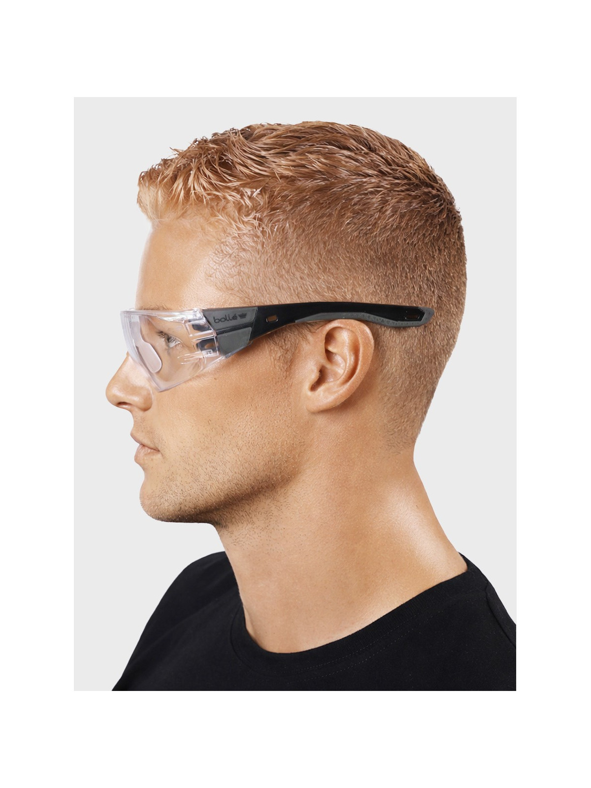 BOLLE Okulary Ochronne BHP RUSH+ 2.0 przezroczyste szkła Czarno-Szare 