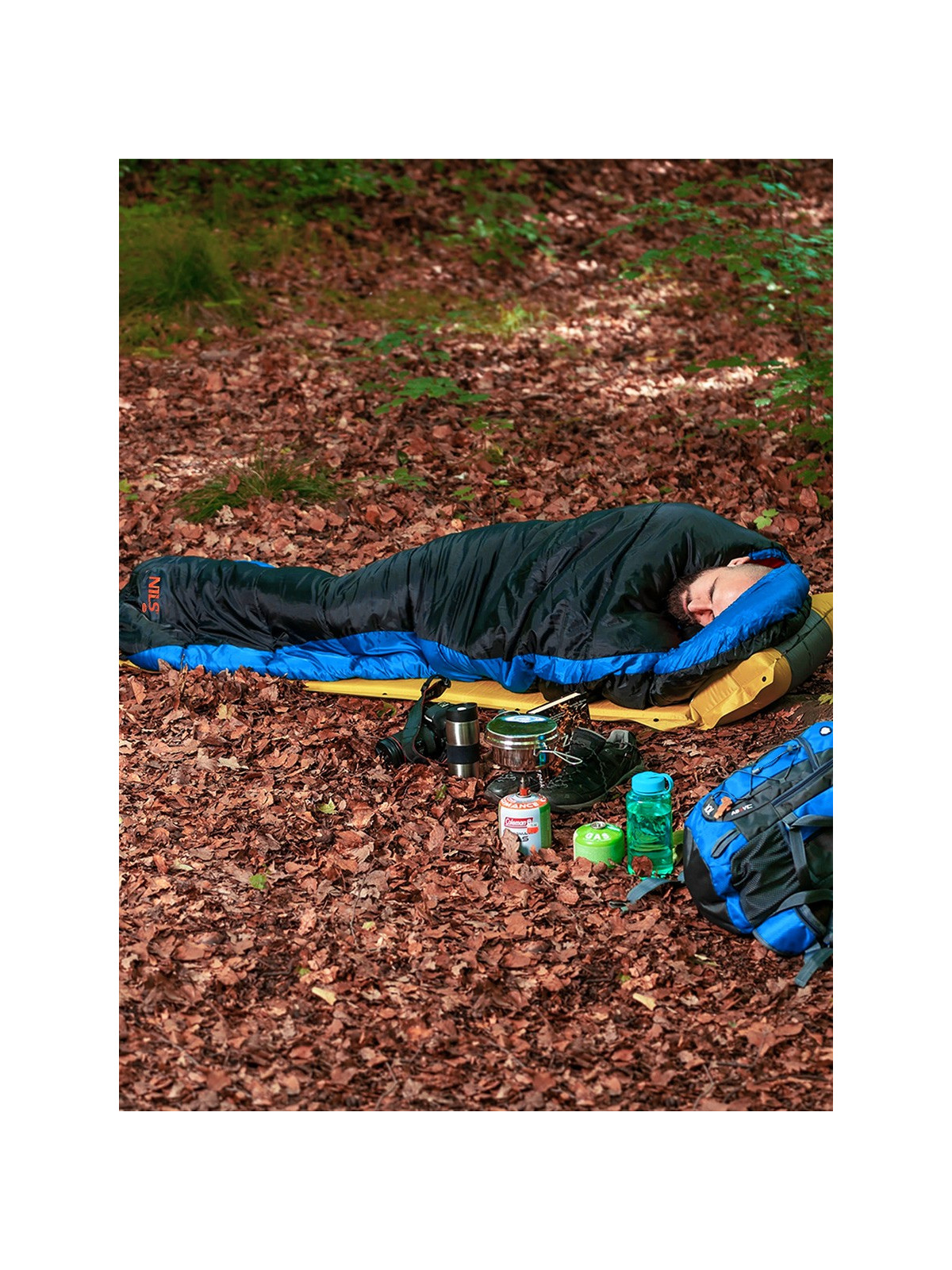 NILS CAMP Śpiwór turystyczny mumia NC2012 0-10°C 190cm granatowo-pomarańczowy