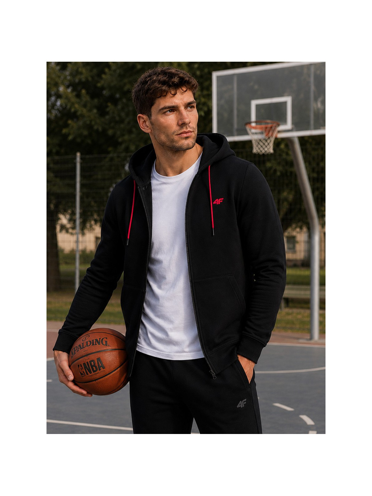4F Bluza dresowa męska rozpinana z kapturem TSWSM3169 czarna XXL