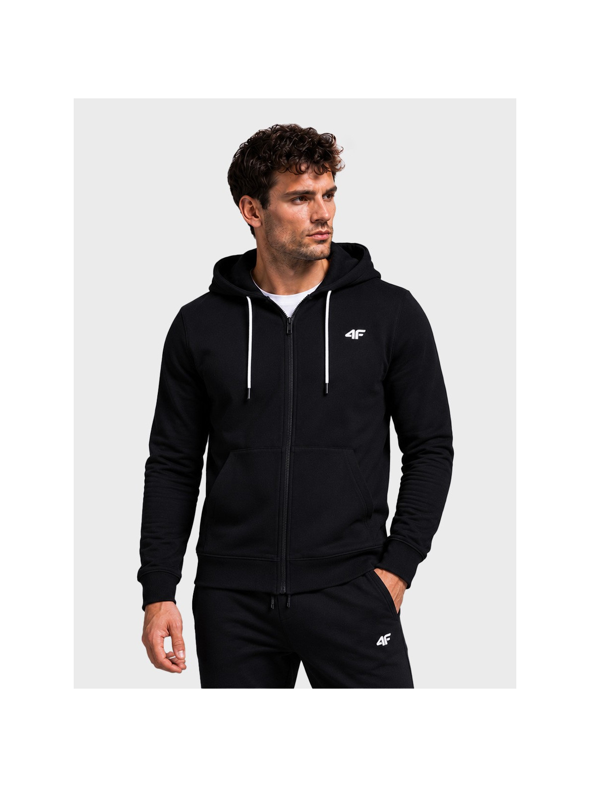 4F Bluza dresowa męska rozpinana z kapturem TSWSM3169 głęboki czarny XXL