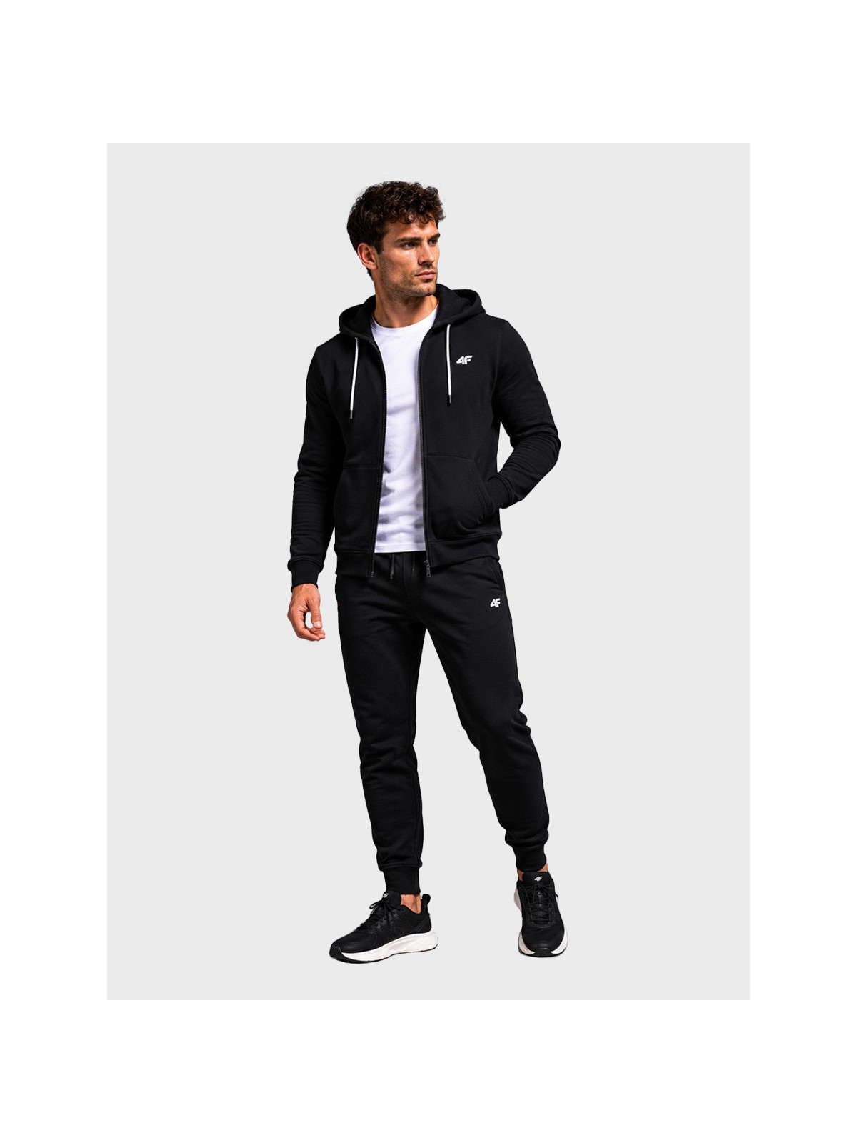 4F Bluza dresowa męska rozpinana z kapturem TSWSM3169 głęboki czarny XXL