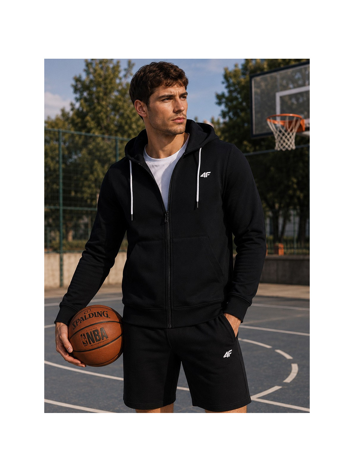 4F Bluza dresowa męska rozpinana z kapturem TSWSM3169 głęboki czarny XXL