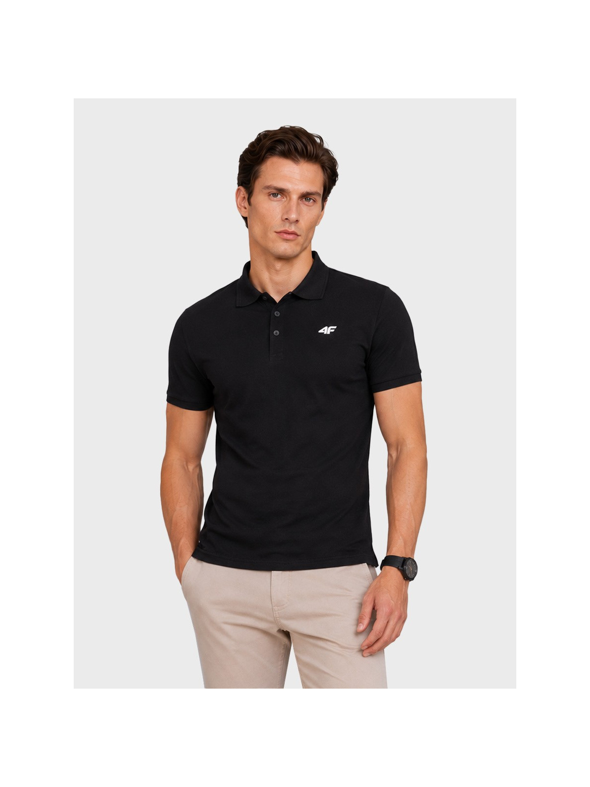 4F Koszulka polo męska TPTSM0770 czarna XXL