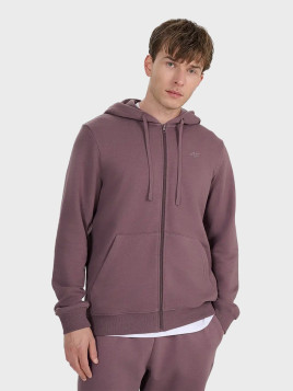 4F Bluza męska dresowa TSWSM1982 z kapturem rozpinana brązowa XXL