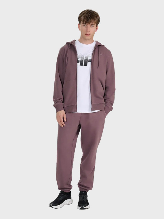 4F Bluza męska dresowa TSWSM1982 z kapturem rozpinana brązowa XXL