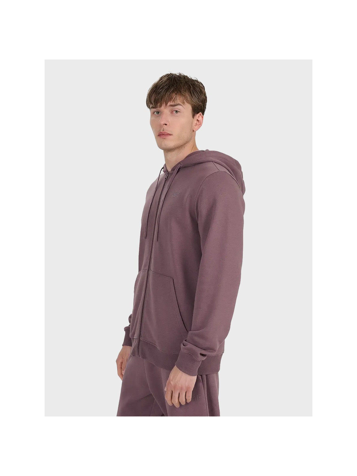4F Bluza męska dresowa TSWSM1982 z kapturem rozpinana brązowa XXL