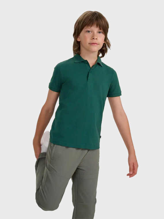 4F Koszulka polo chłopięca TPTSM614 Ciemno zielona 164
