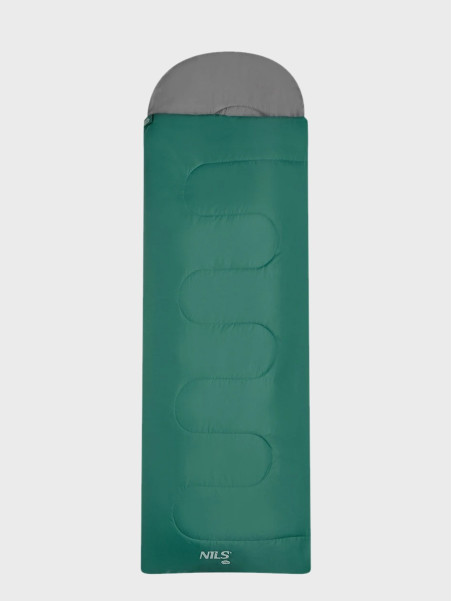NILS CAMP Śpiwór turystyczny kołdra letni NC2105 210x70cm 12-25°C M zielono-szary