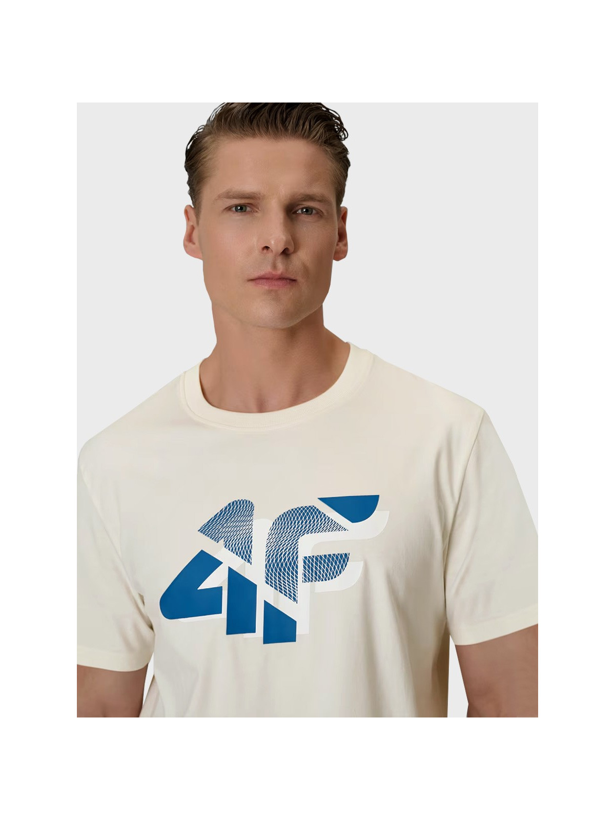 4F Koszulka męska TTSHM2667 bawełniana sportowa kremowa XXL