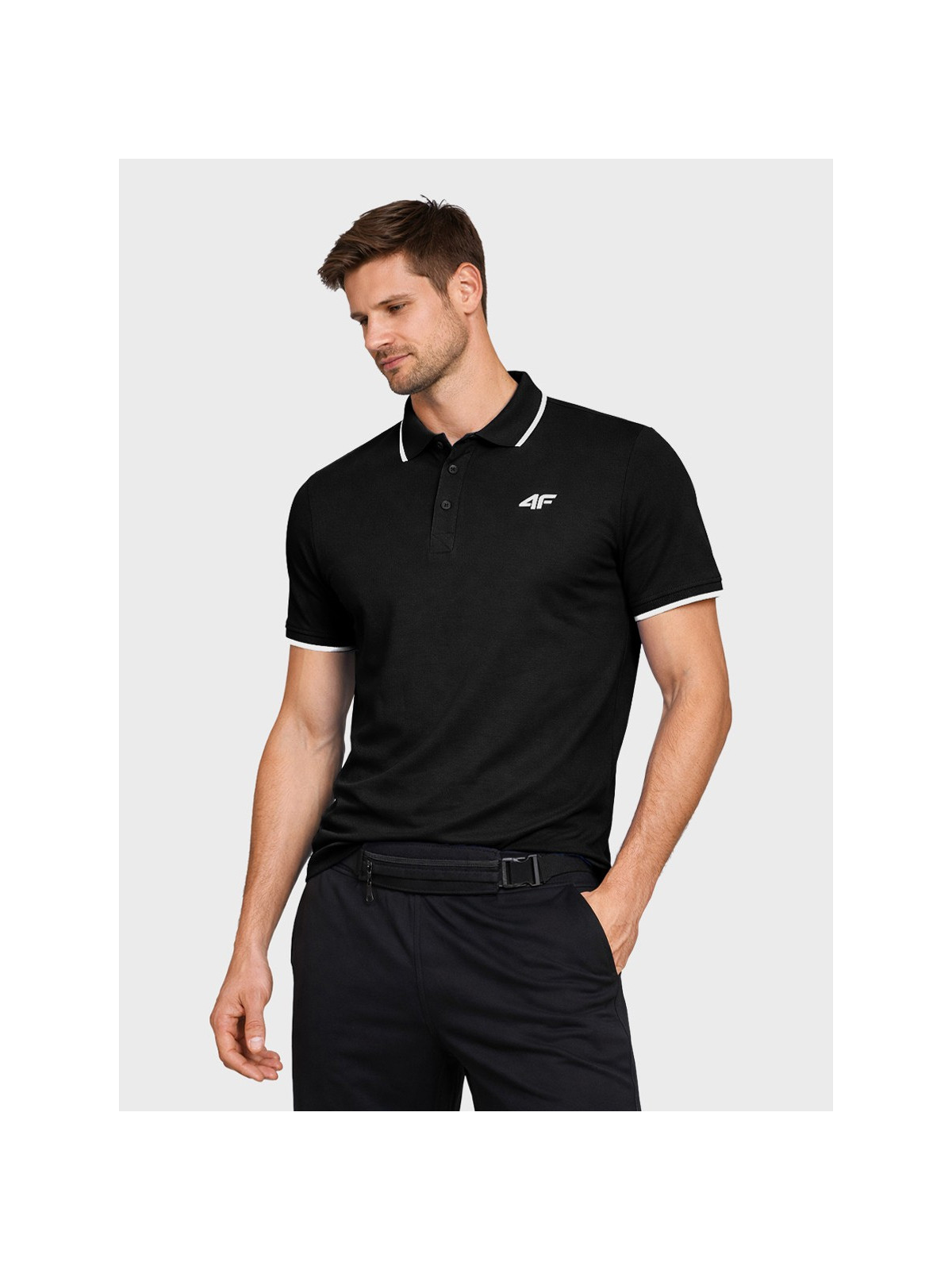 4F Koszulka polo męska TPTSM0889 czarna XXL