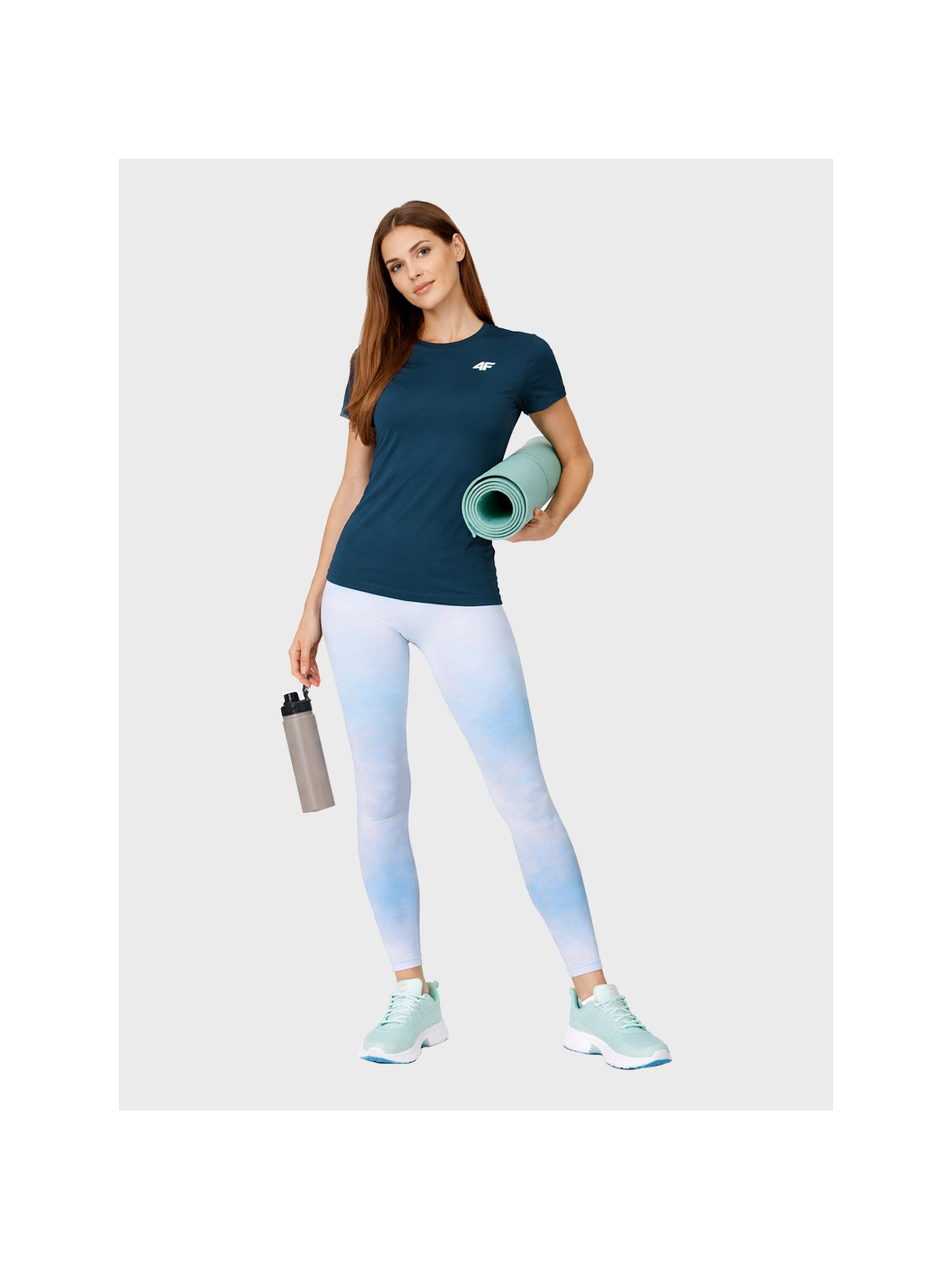 4F Koszulka damska sportowa SLIM TTSHF2771 bawełniana Morska Zieleń M