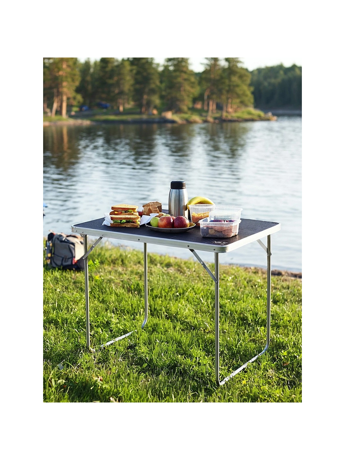 NILS CAMP Stolik Składany Turystyczny NC3401 60x40 cm aluminiowy szary