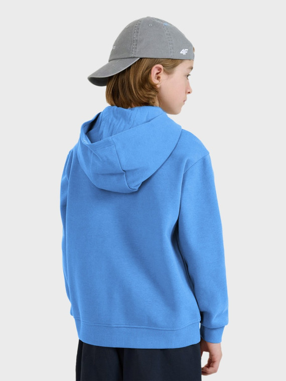 4F Bluza chłopięca dresowa TSWSM2324 z kapturem rozpinana denim 164