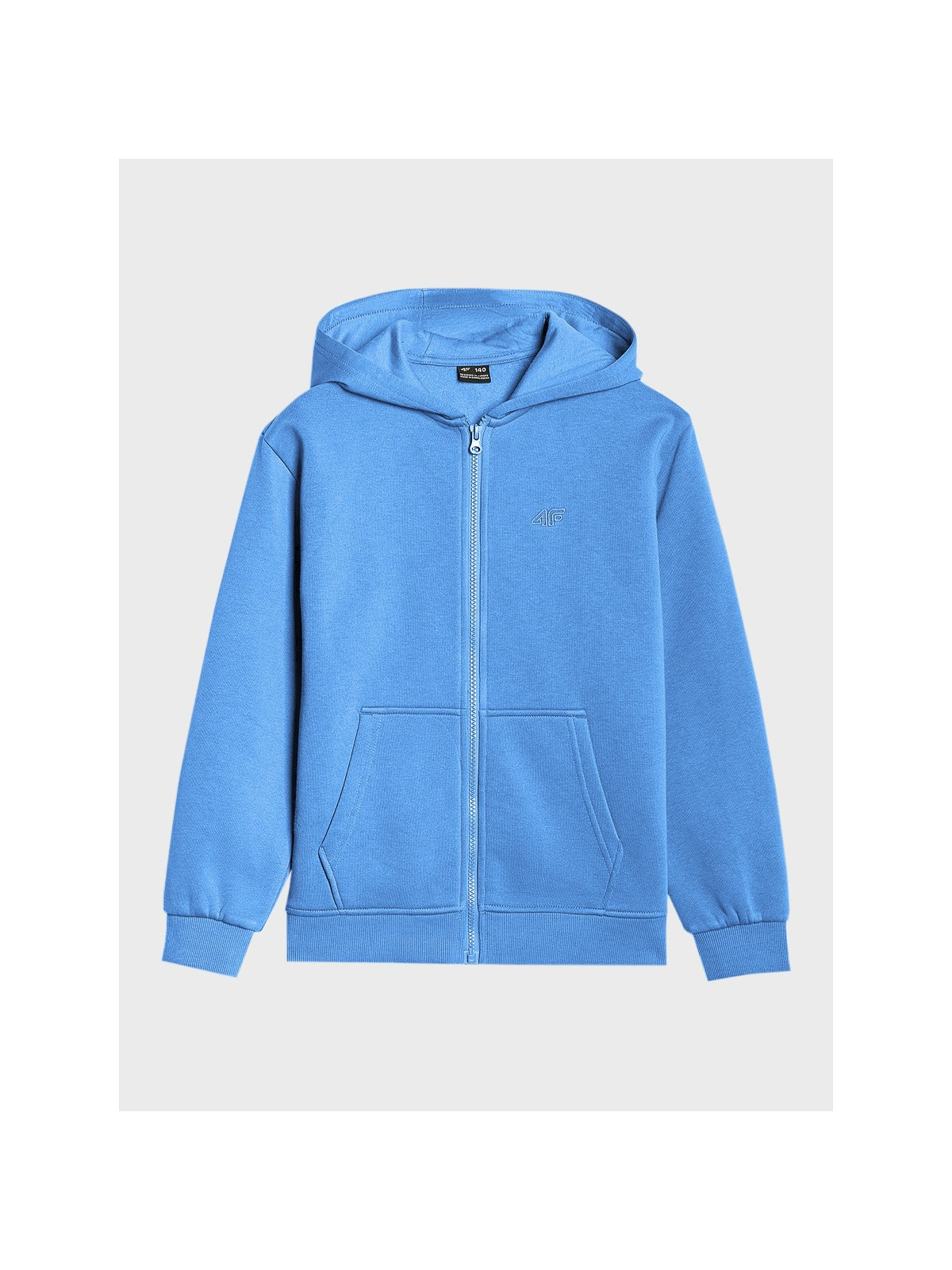 4F Bluza chłopięca dresowa TSWSM2324 z kapturem rozpinana denim 164