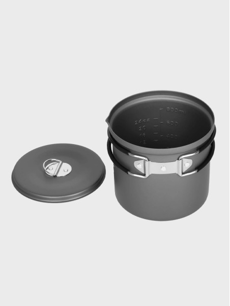 NILS CAMP Garnek Turystyczny Pokrywką Kempingowy NC4202 1000 ml  aluminiowy czarny