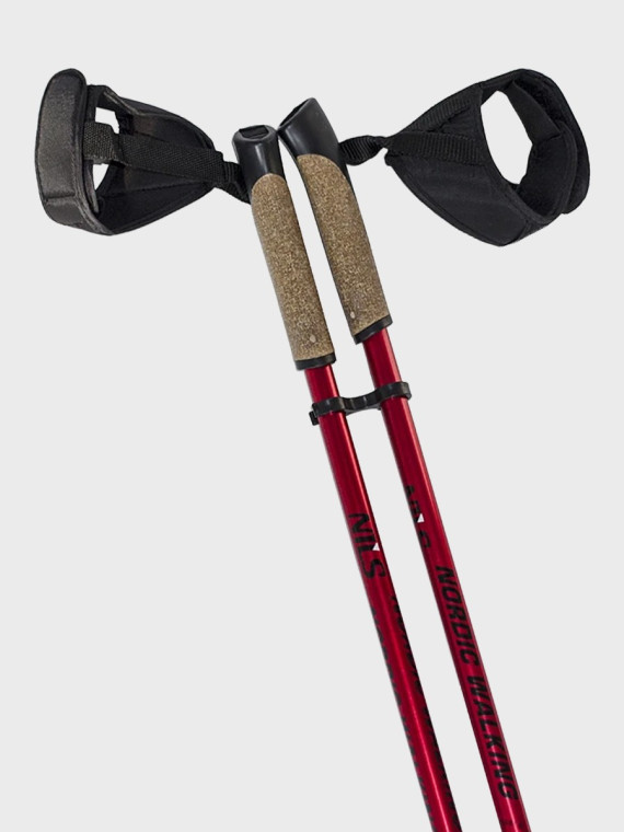 NILS CAMP KIJE DO NORDIC WALKING TREKKINGOWE REGULOWANE SKŁADANE NW802 ALUMINIUM CZERWONE 