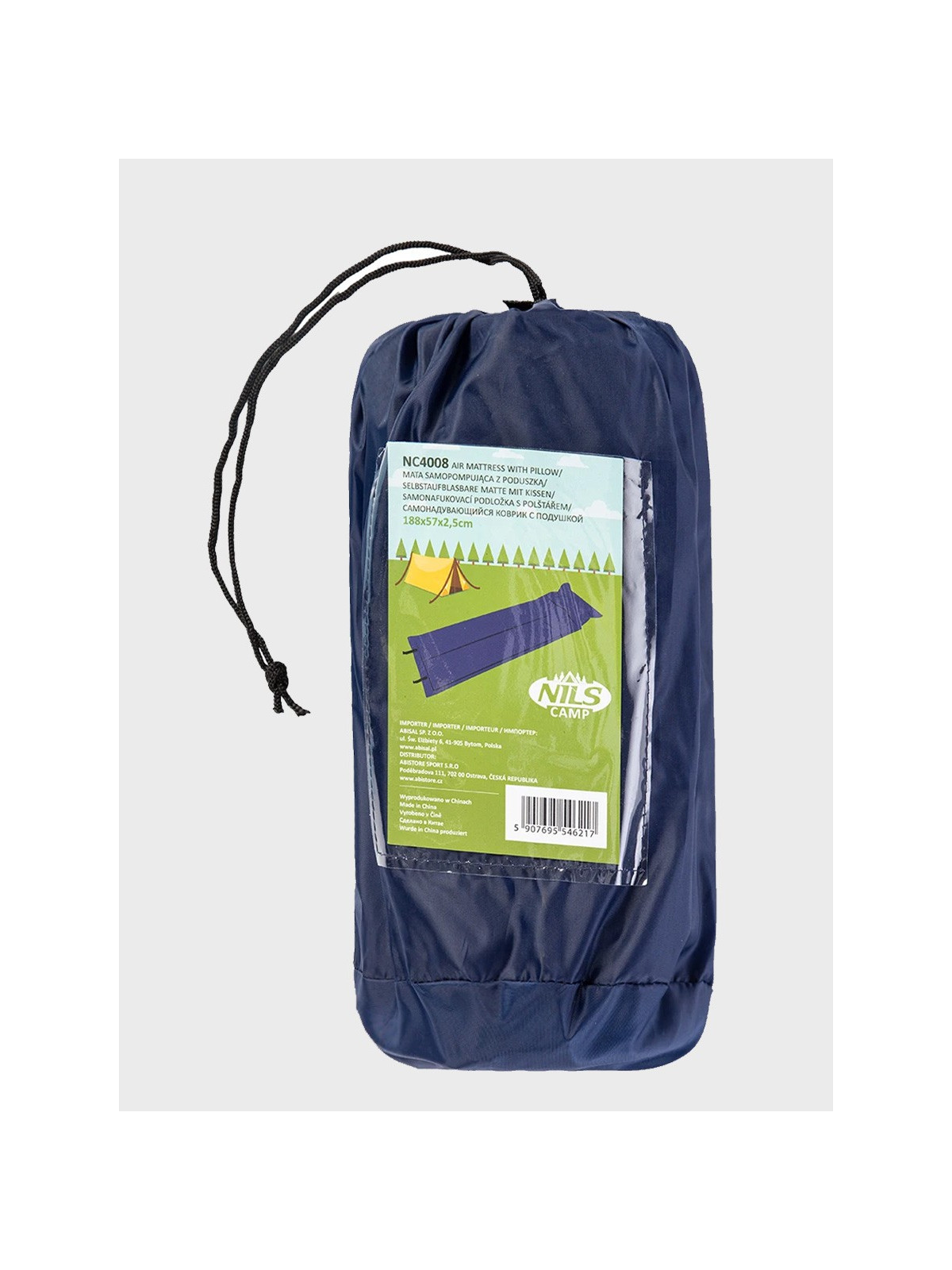 NILS CAMP Mata samopompująca 57x188cm NC4008 + zestaw naprawczy granatowa