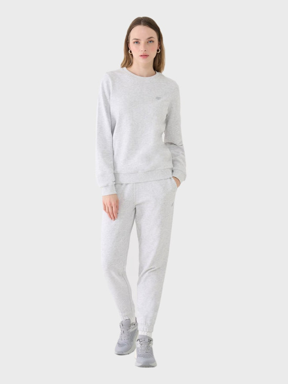 4F SPODNIE DAMSKIE DRESOWE SPORTOWE JOGGERY TTROF1138 JASNOSZARY MELANŻ XXL
