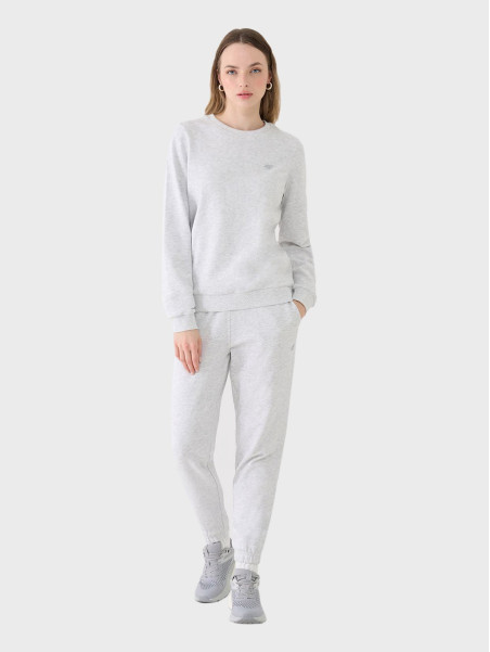 4F SPODNIE DAMSKIE DRESOWE SPORTOWE JOGGERY TTROF1138 JASNOSZARY MELANŻ XXL