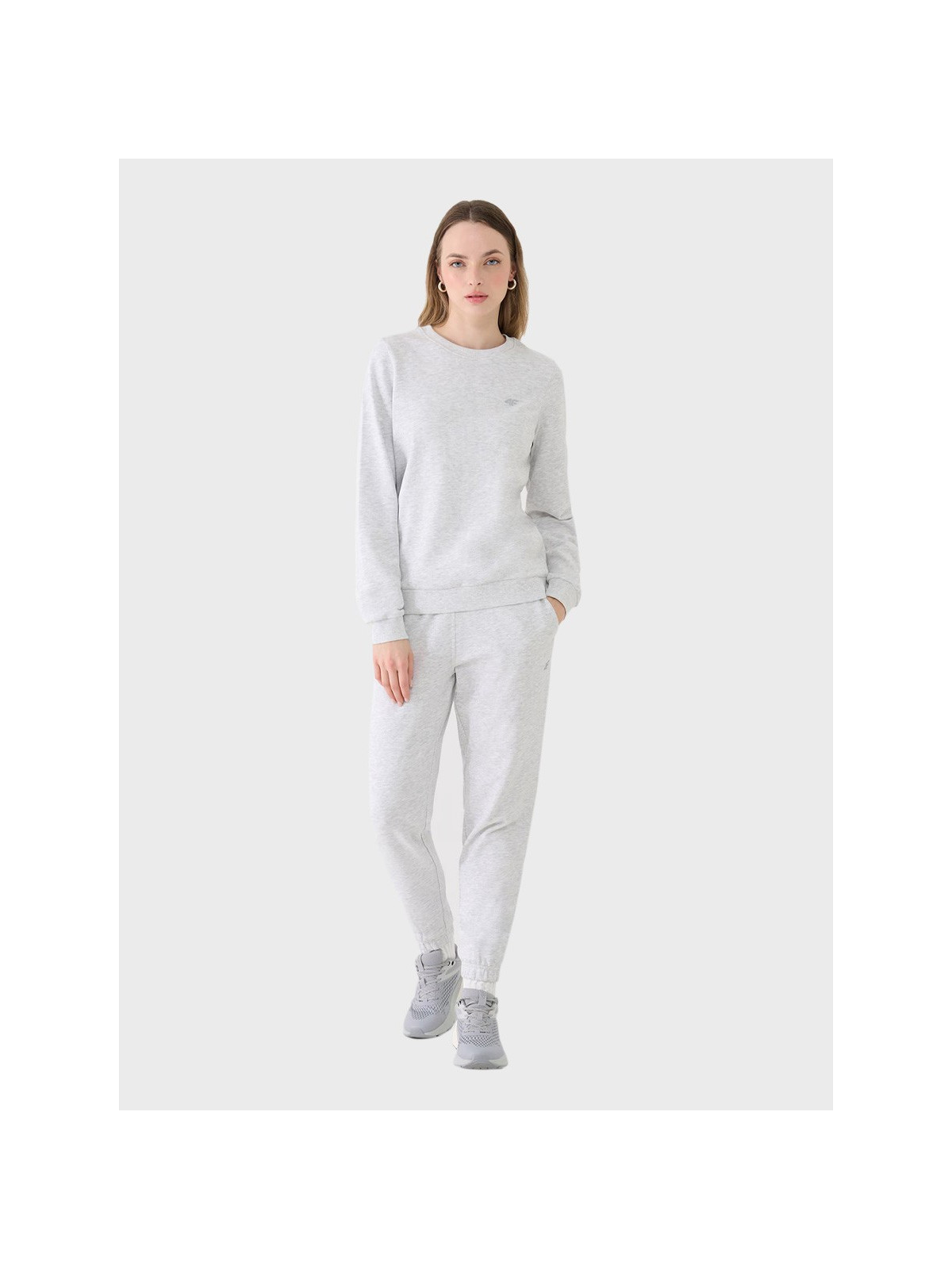 4F SPODNIE DAMSKIE DRESOWE SPORTOWE JOGGERY TTROF1138 JASNOSZARY MELANŻ XXL
