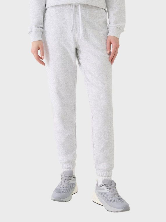 4F SPODNIE DAMSKIE DRESOWE SPORTOWE JOGGERY TTROF1138 JASNOSZARY MELANŻ XXL