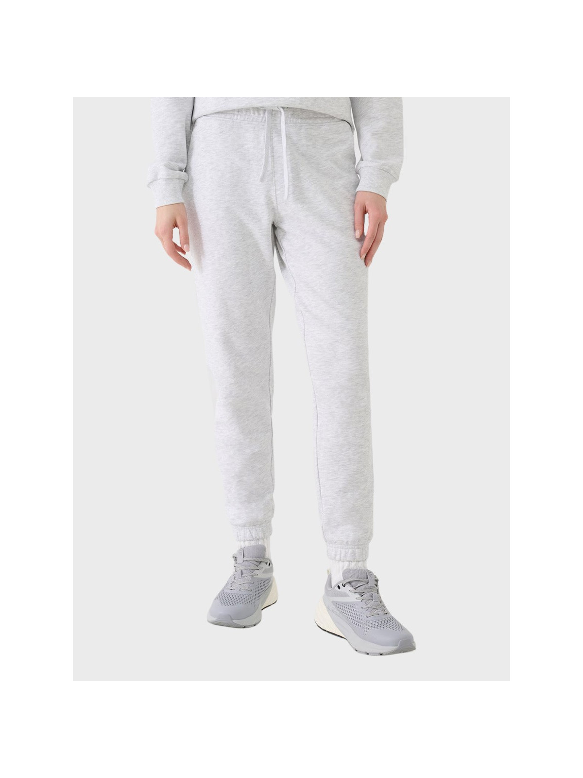 4F SPODNIE DAMSKIE DRESOWE SPORTOWE JOGGERY TTROF1138 JASNOSZARY MELANŻ XXL