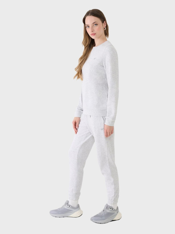 4F SPODNIE DAMSKIE DRESOWE SPORTOWE JOGGERY TTROF1138 JASNOSZARY MELANŻ XXL