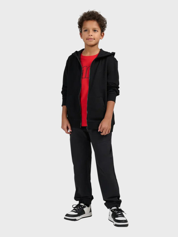 4F BLUZA CHŁOPIĘCA DRESOWA ROZPINANA Z KAPTUREM TSWSM2523 CZARNA 152