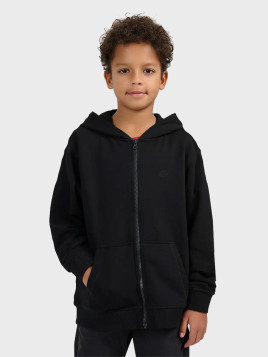 4F BLUZA CHŁOPIĘCA DRESOWA ROZPINANA Z KAPTUREM TSWSM2523 CZARNA 152