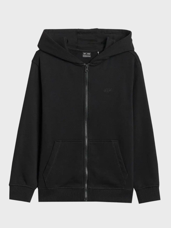 4F BLUZA CHŁOPIĘCA DRESOWA ROZPINANA Z KAPTUREM TSWSM2523 CZARNA 152