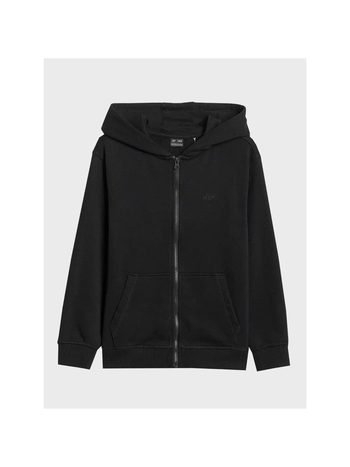 4F BLUZA CHŁOPIĘCA DRESOWA ROZPINANA Z KAPTUREM TSWSM2523 CZARNA 152