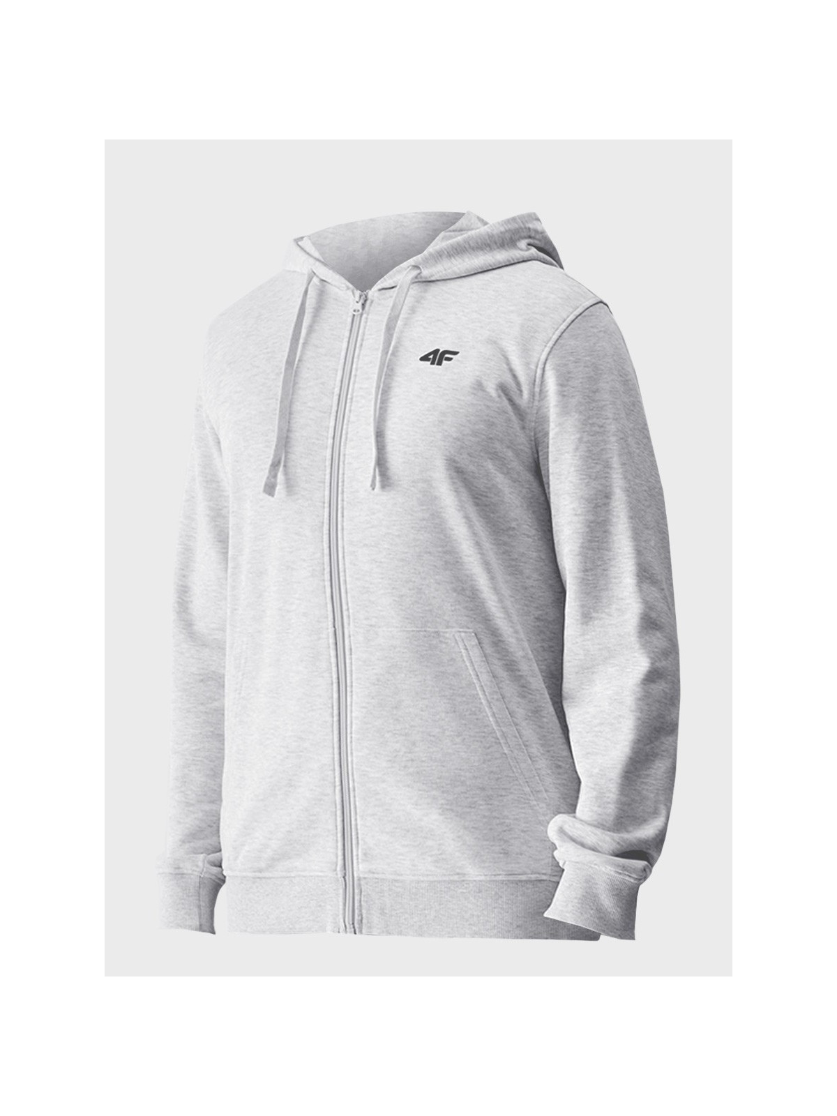 4F BLUZA MĘSKA DRESOWA TSWSM1768 ROZPINANA Z KAPTUREM JASNYSZARY MELANŻ XL