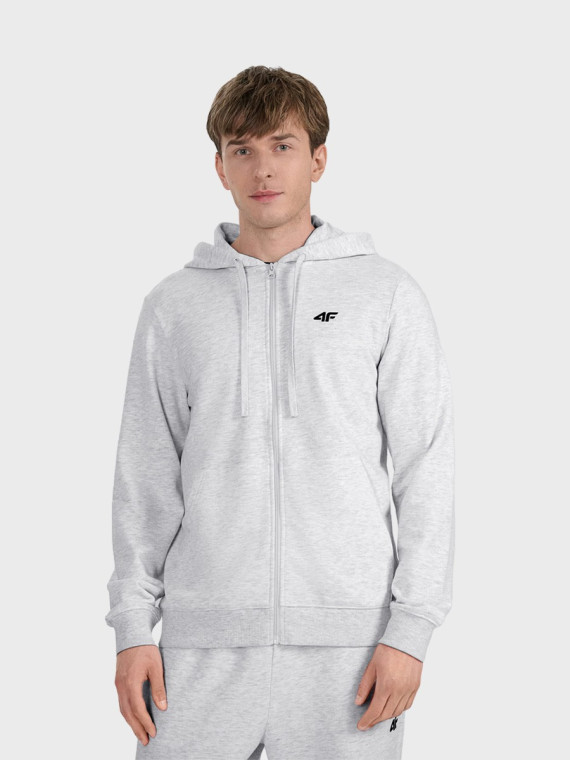 4F BLUZA MĘSKA DRESOWA TSWSM1768 ROZPINANA Z KAPTUREM JASNYSZARY MELANŻ XL