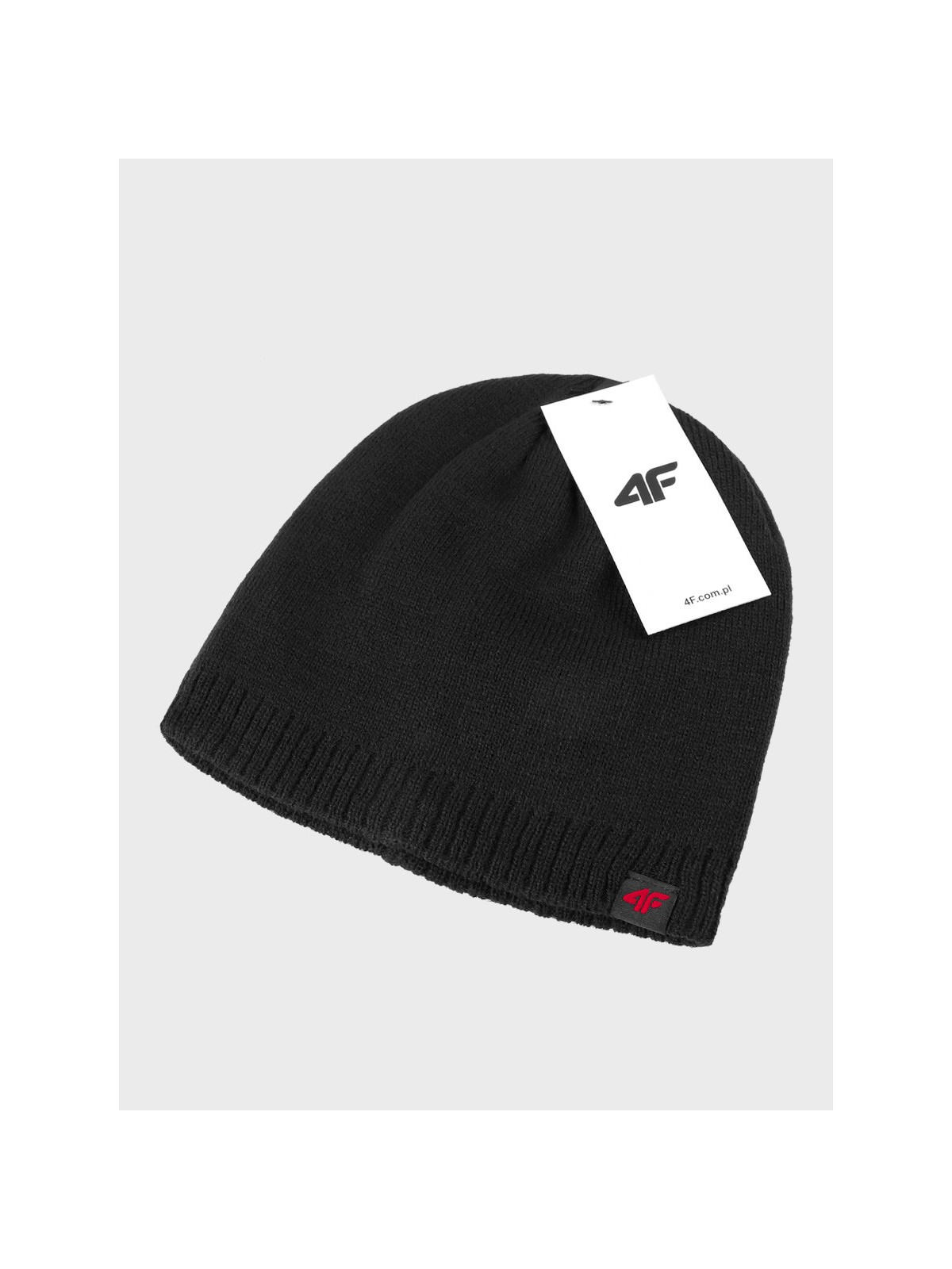 4F CZAPKA ZIMOWA JESIENNA SPORTOWA ACAPM0742 CIEPŁA DWUWARSTWOWA CZARNO-CZERWONA