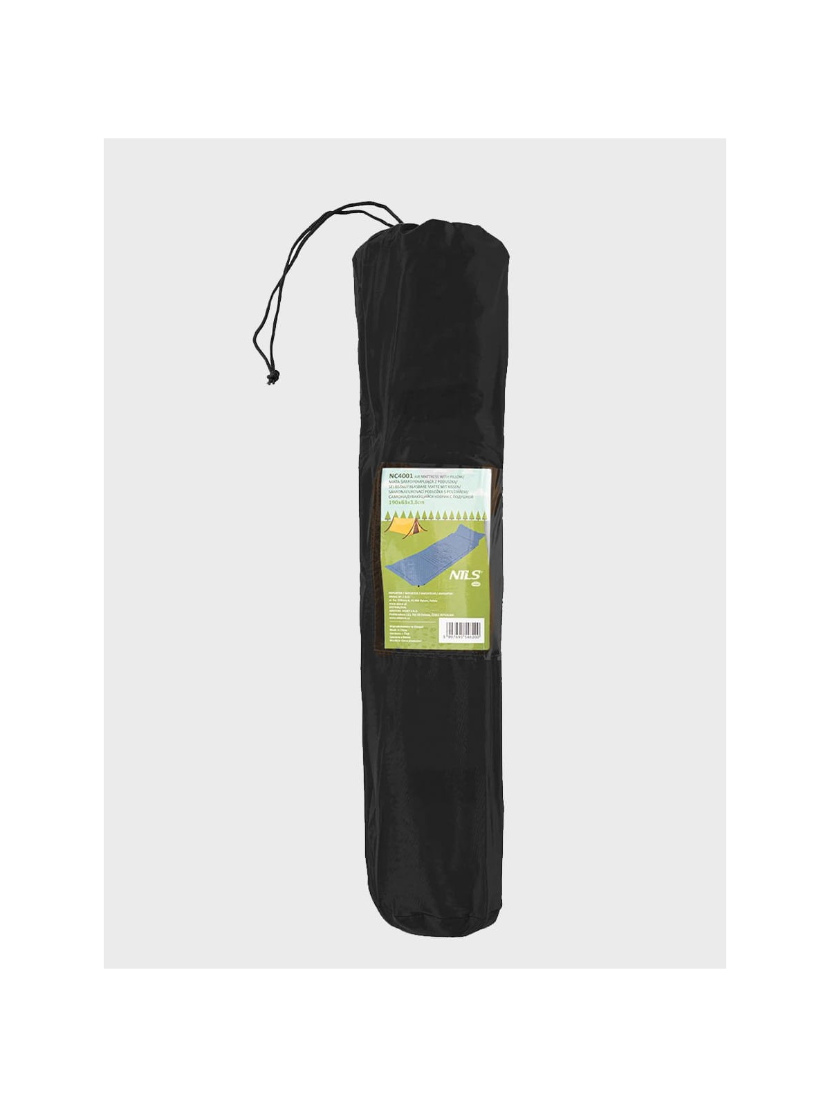 NILS CAMP Mata Samopompująca 63x190cm NC4001 + Zestaw Naprawczy Czarna