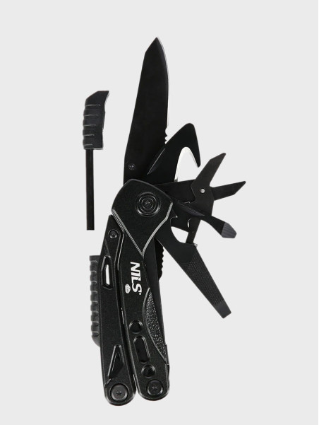 NILS CAMP Multitool NC1744 Narzędzie Wielofunkcyjne 12w1 + Bity Czarny