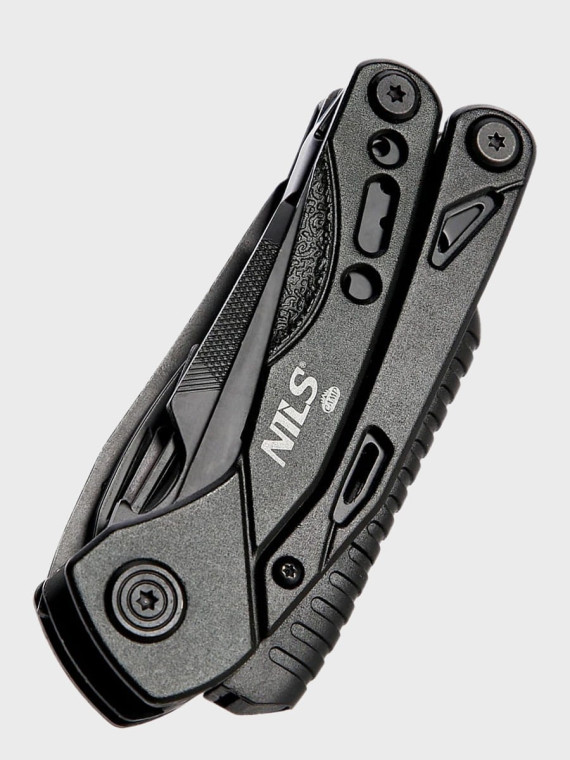NILS CAMP Multitool NC1744 Narzędzie Wielofunkcyjne 12w1 + Bity Czarny
