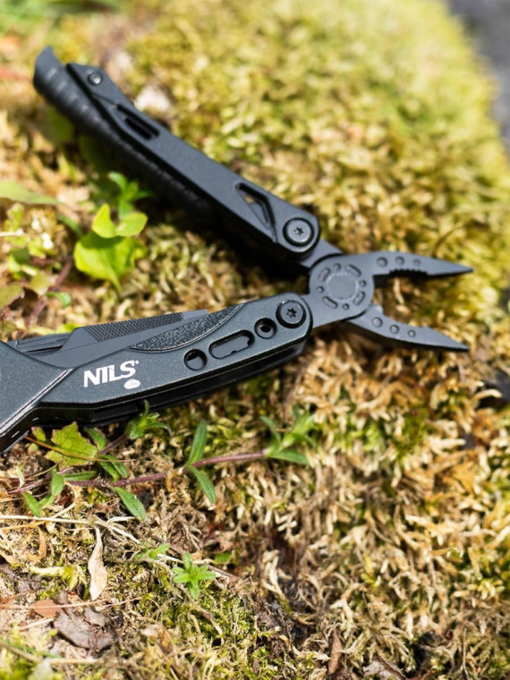 NILS CAMP Multitool NC1744 Narzędzie Wielofunkcyjne 12w1 + Bity Czarny