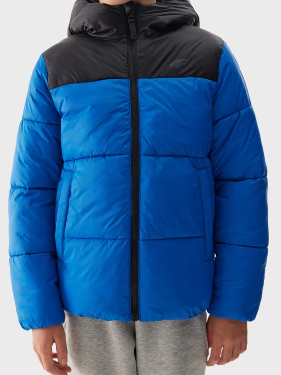 4F Kurtka chłopięca przejściowa TDJAM462 kobaltowa 122