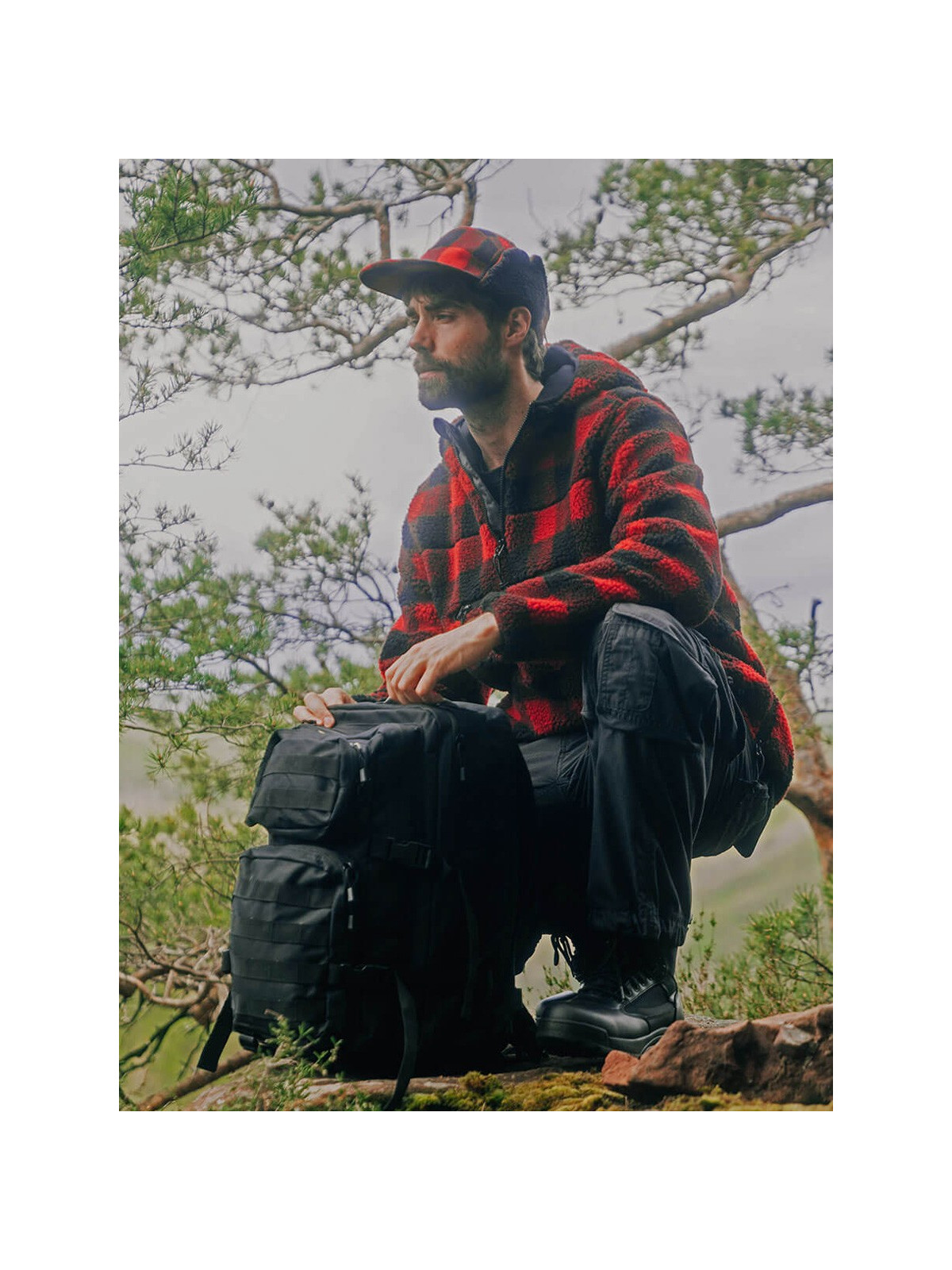 BRANDIT Czapka Zimowa Męska z Daszkiem Uszatka Lumberjack oliwkowa