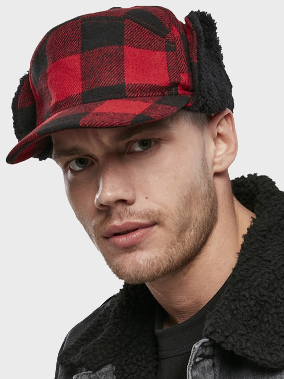 BRANDIT Czapka Zimowa Męska z Daszkiem Uszatka Lumberjack oliwkowa
