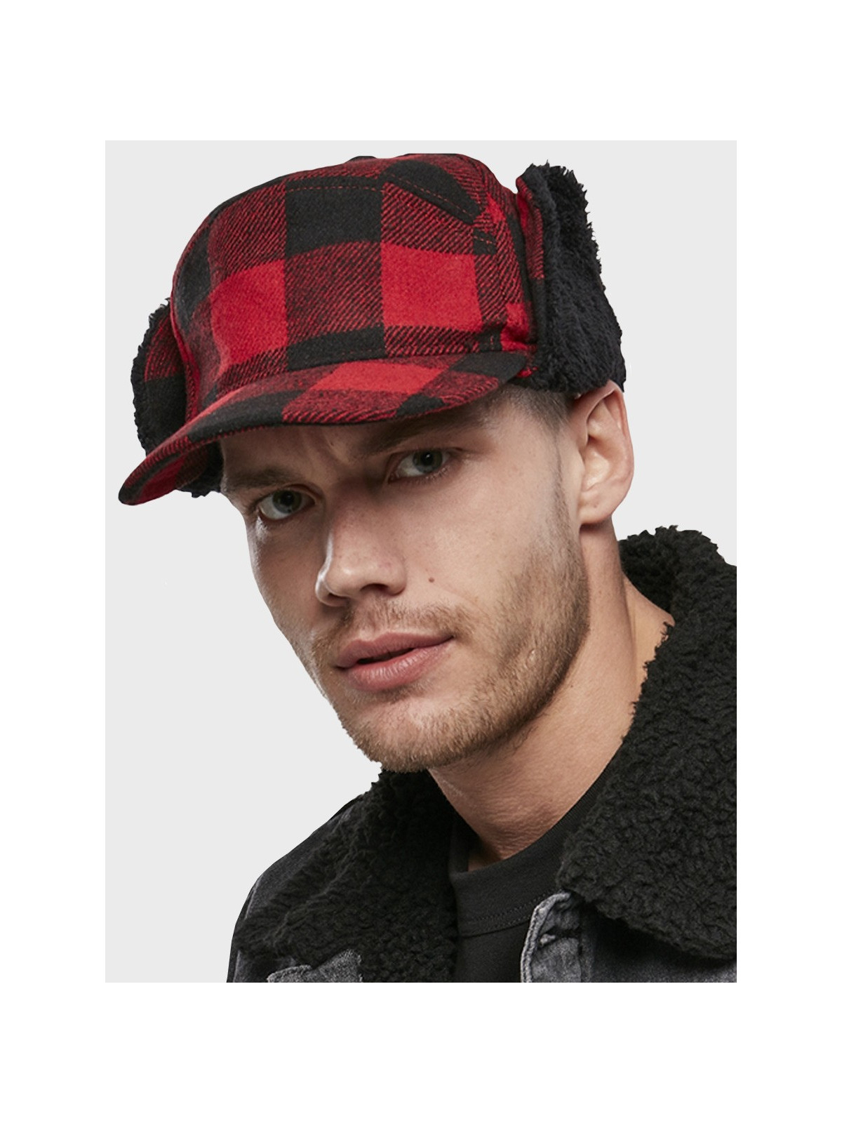 BRANDIT Czapka Zimowa Męska z Daszkiem Uszatka Lumberjack oliwkowa