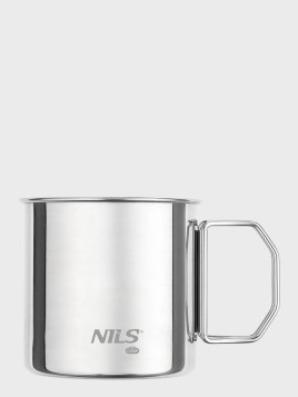 NILS CAMP Zestaw 4 kubków turystycznych 4 x 300 ml składane uchwyty stal nierdzewna